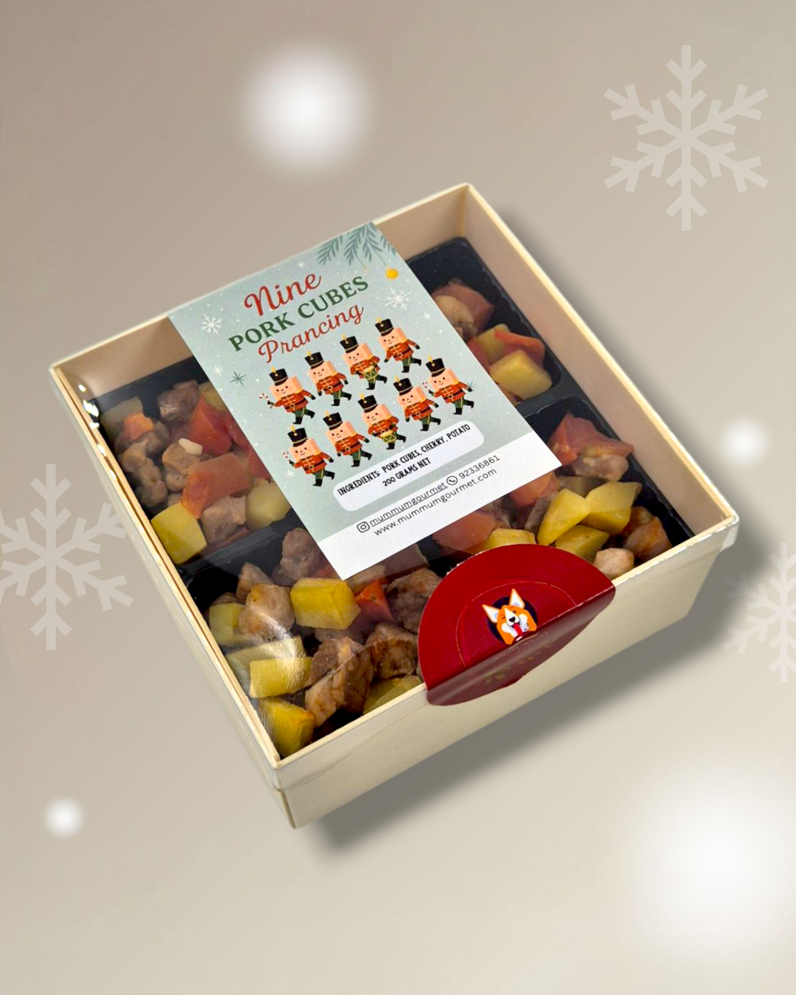 Nine Pork Cubes Prancing