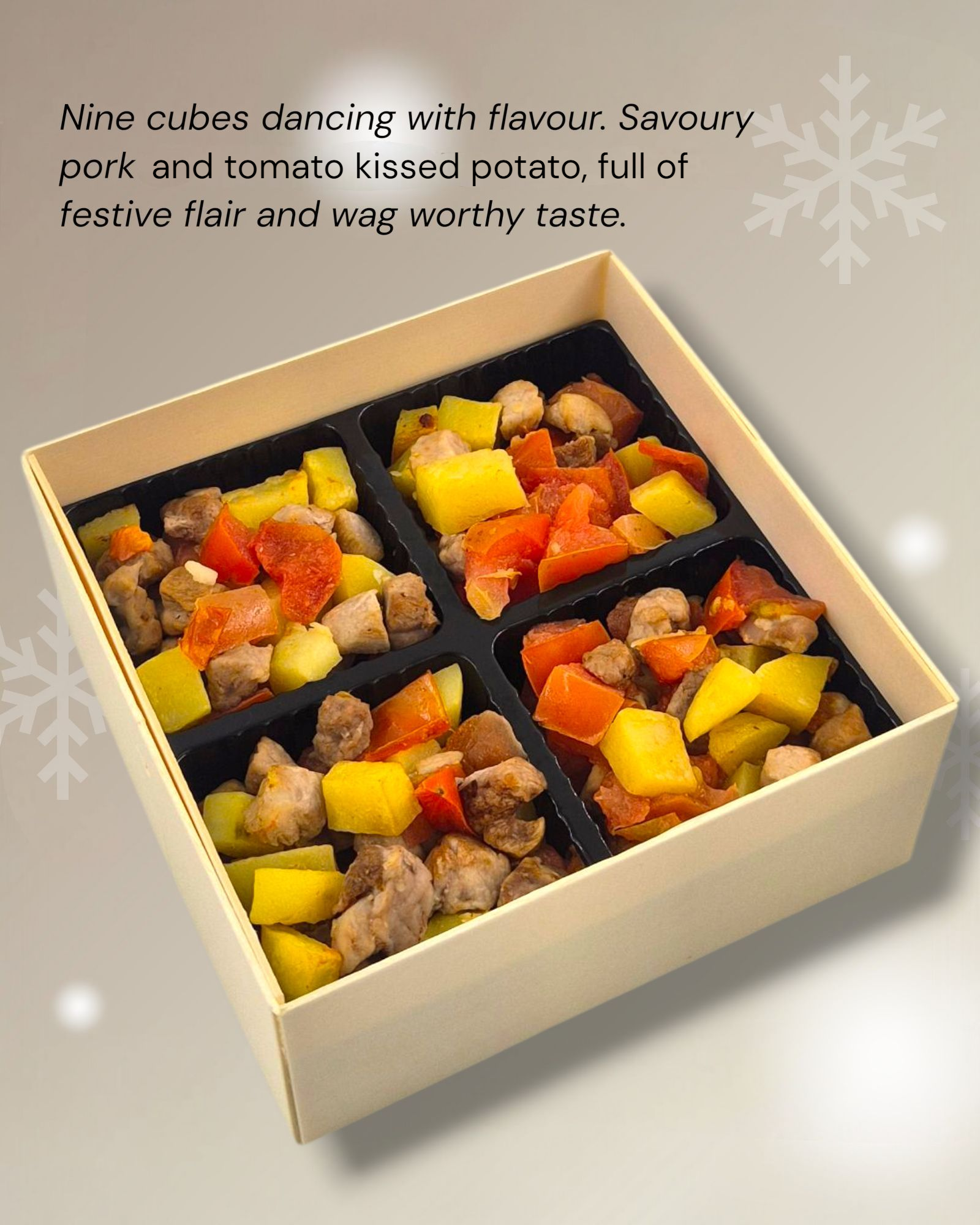 Nine Pork Cubes Prancing