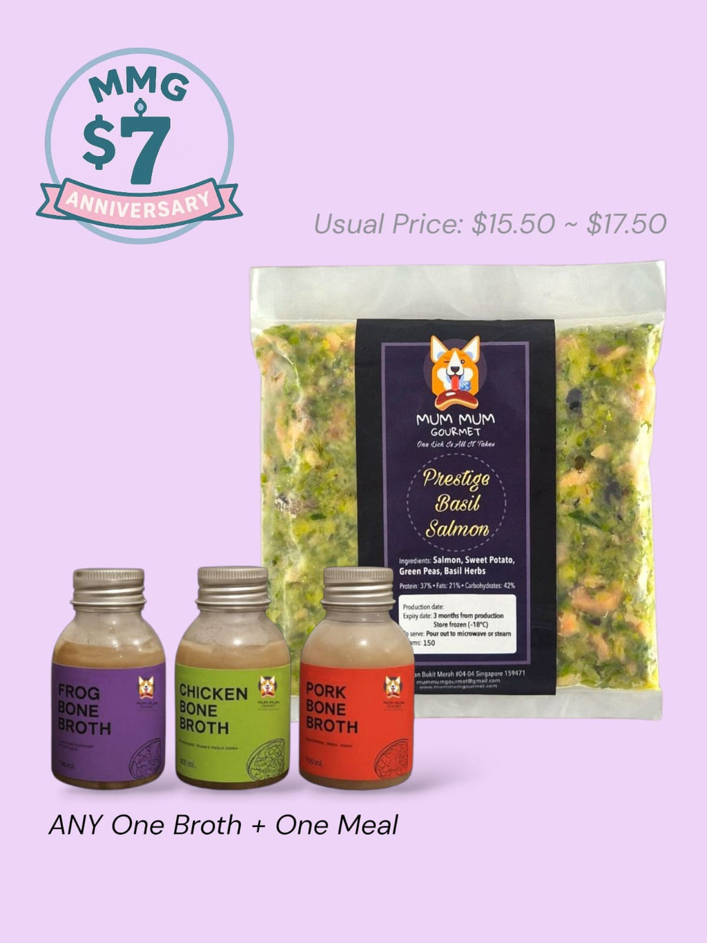 Prestige Basil Salmon 150g x 1 + 1 Broth (Pork,Chicken,Frog)