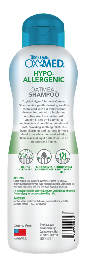 TROPICLEAN OXYMED HYPO-ALLERGENIC SHAMPOO FOR DOGS AND CATS