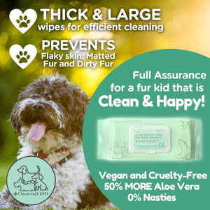 Cloversoft Pets Plant-Based Daily Pet Bath Wipes  PROMO LAUNCH: BUY 5 GET 1