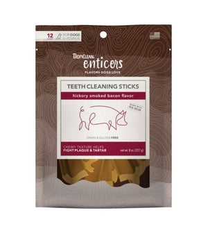 Tropiclean Enticers Teeth Cleaning Sticks Hickory Smoked Bacon Flavor